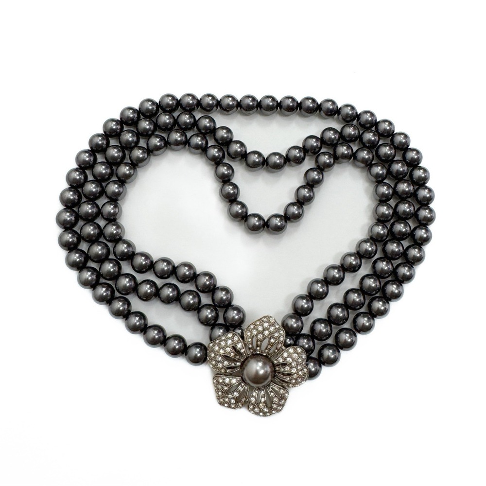Unbranded Beaded Choker Necklace Floral Gunmetal Silver Tone Fairy Grunge Preppy